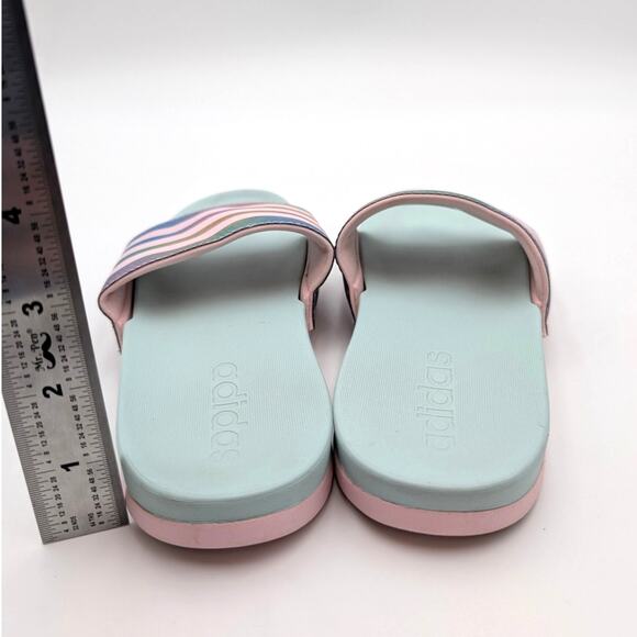 Adidas Adilette Comfort Sport Slide Sandals Kids Mint/Clear Pink Size US1 EU33 - Picture 4 of 12